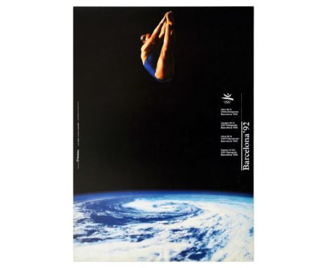 Original vintage sports poster for Barcelona '92 Games of the XXV Olympiad Barcelona 1992 featuring a dynamic photo collage o