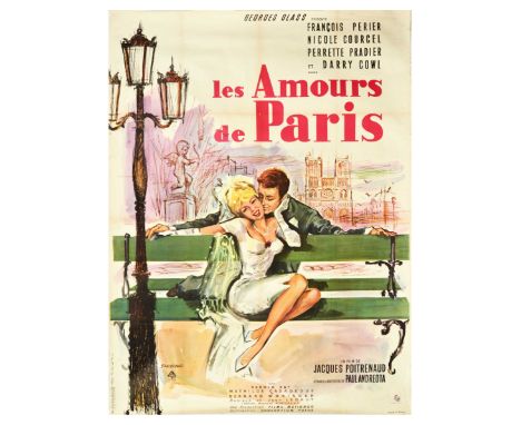 Original vintage movie poster for the French romantic comedy Les amours de Paris - The Loves of Paris - a 1961 film directed 