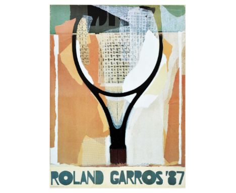 Original vintage sports poster for the 1987 Roland Garros grand slam tennis tournament - Design by Gerard Titus-Carmel (b.194