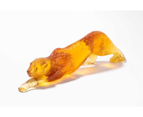 Marie-Claude Lalique, Figur "Panthère Zeila Ambre"(Frankreich 1935–2003 Florida)Entwurf um 1989 für Lalique France, Wingen-su
