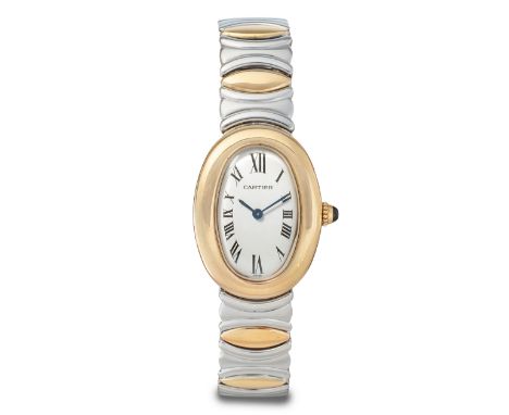 Cartier "Baignoire", 1990er JahreGelbgold/Edelstahl. Gehäuse Nr. 2726 8057910, 22x31 mm, Saphirkrone, bombiertes Plexiglas. Q