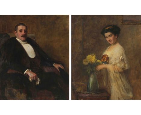 John Quincy Adams(Wien 1874–1933 Wien)Gegenstücke: Portrait des Mor und der Gabriele Fekete-Schindler-Barney. Öl auf Leinwand