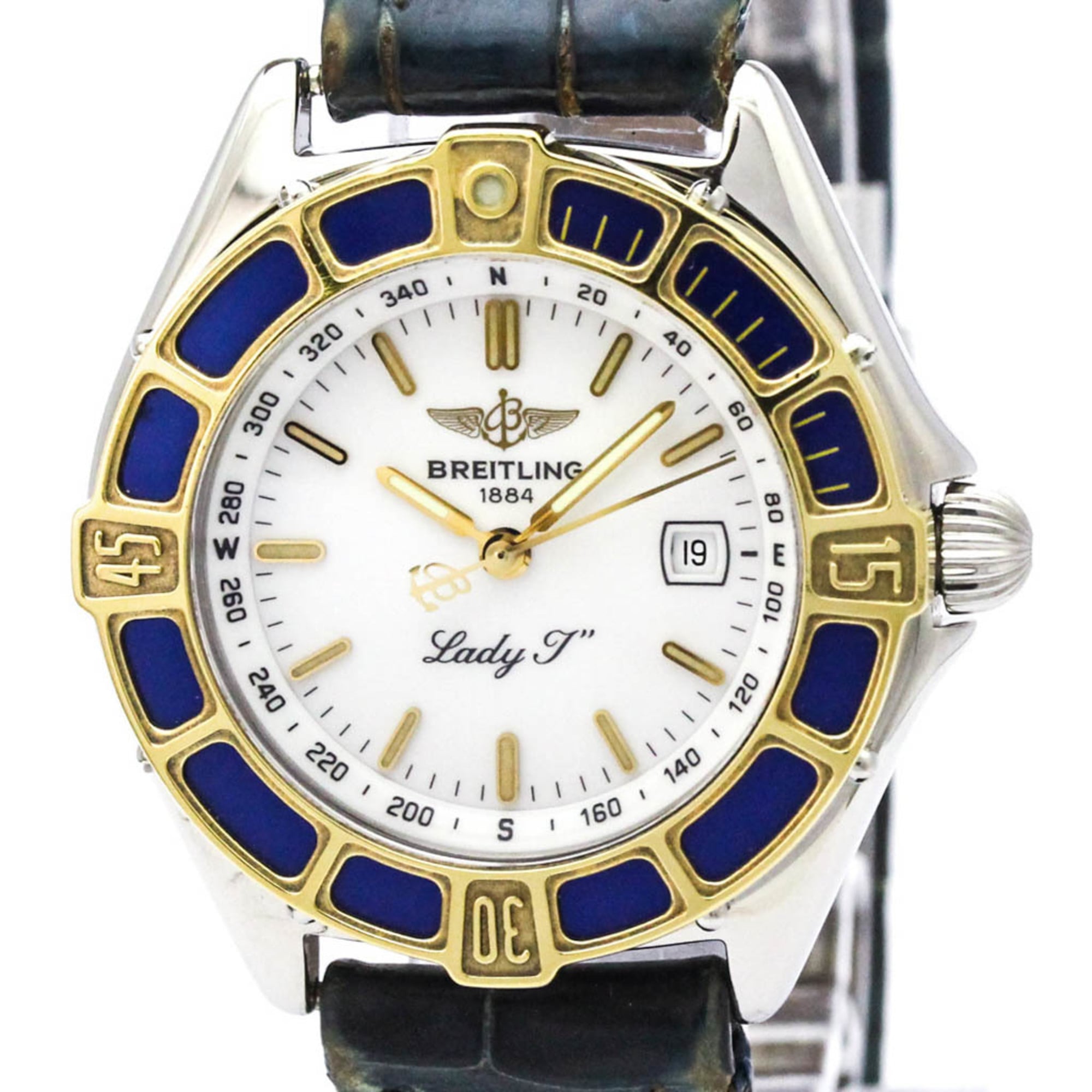 BREITLING Lady J 18K Gold Steel Quartz Ladies Watch D52065 Polished