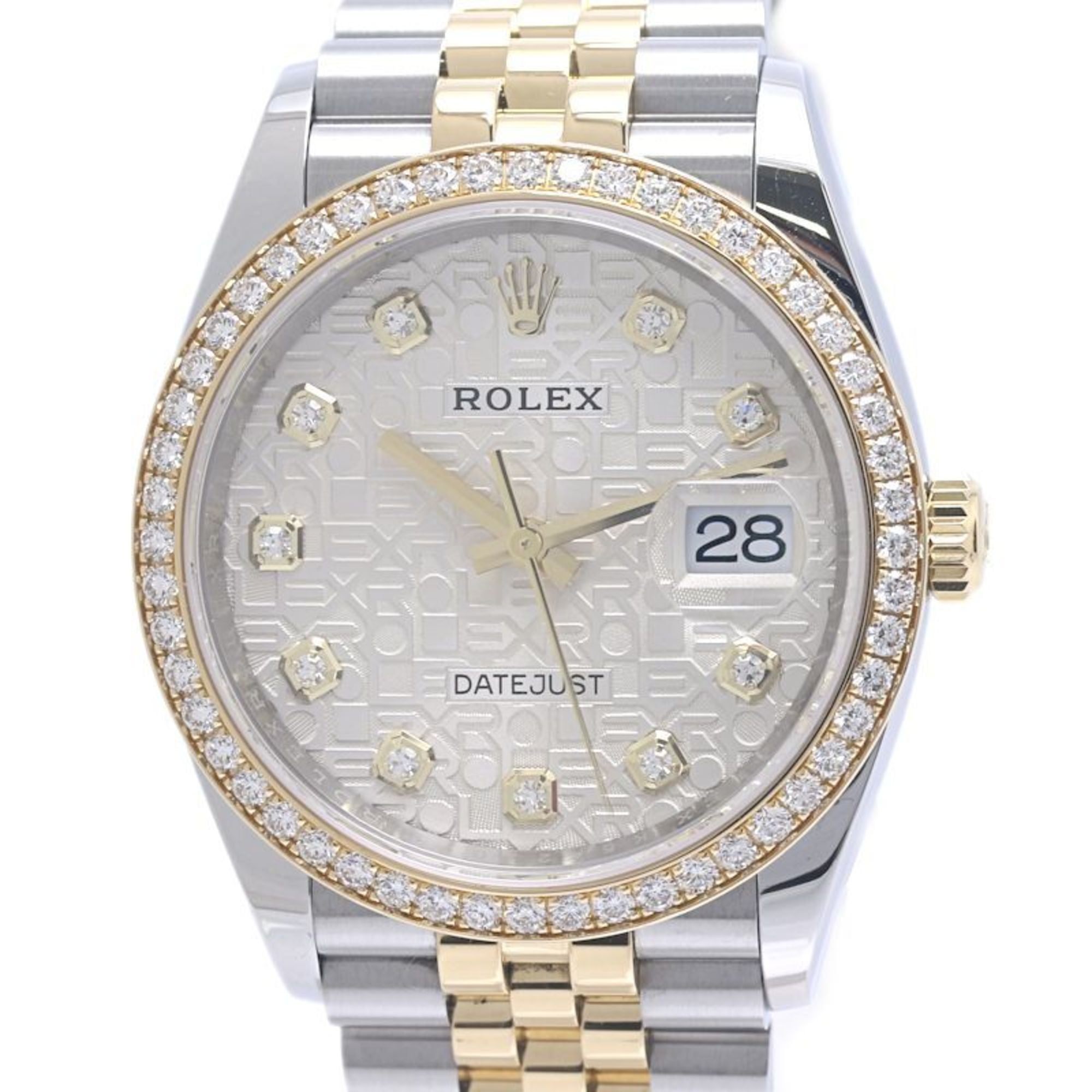 ROLEX Rolex Datejust 36 with 10 diamond bezels, 126283RBR, silver engraved computer watch, men\'s, 1