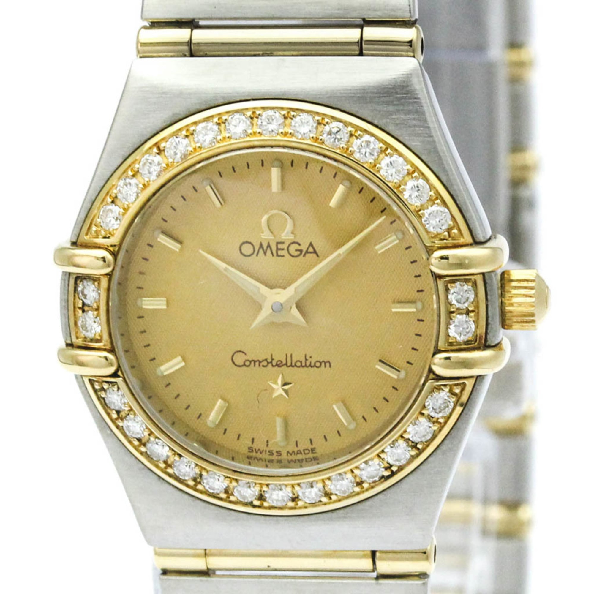 OMEGA Constellation Diamond 18K Gold Steel Watch 1267.10 Polished