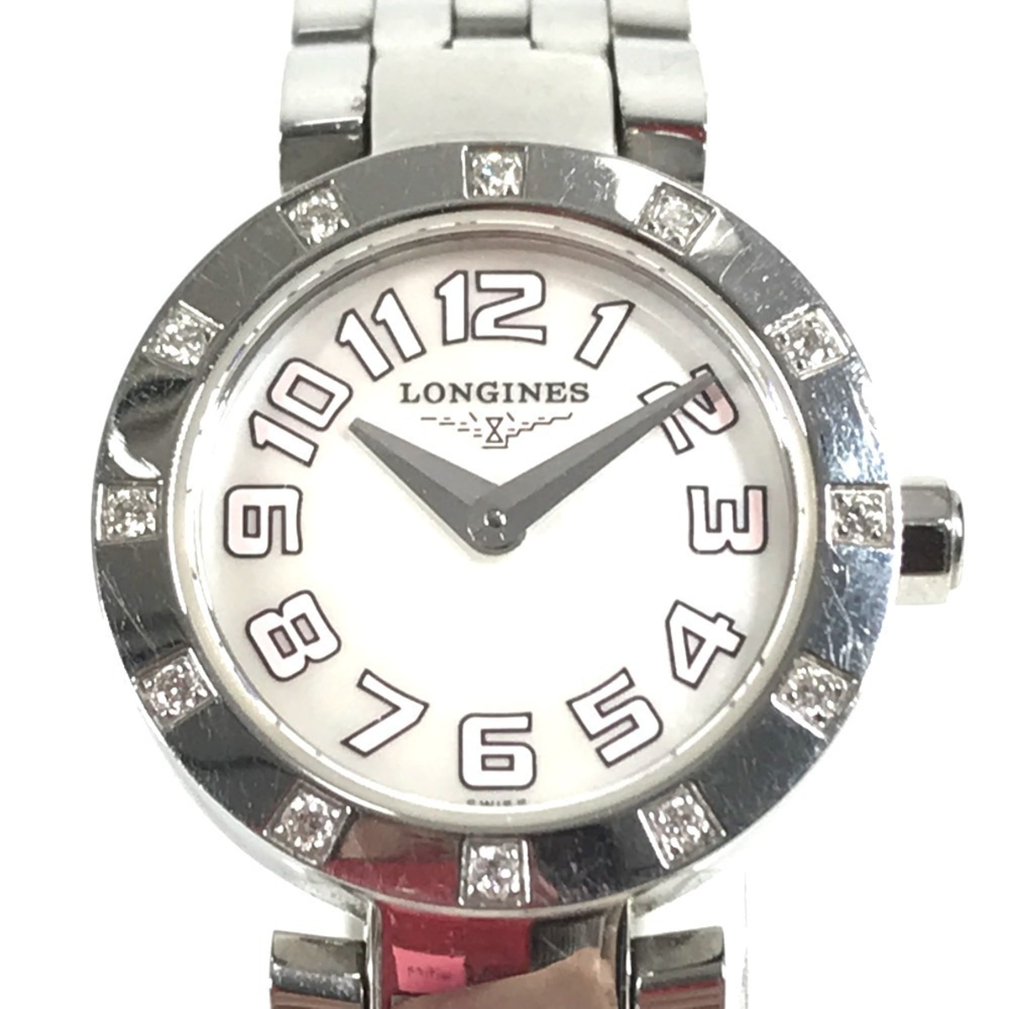 LONGINES DolceVita L5.174.0 Diamond Bezel with 12 Diamonds, Women\'s Watch, Stainless Steel, Silver