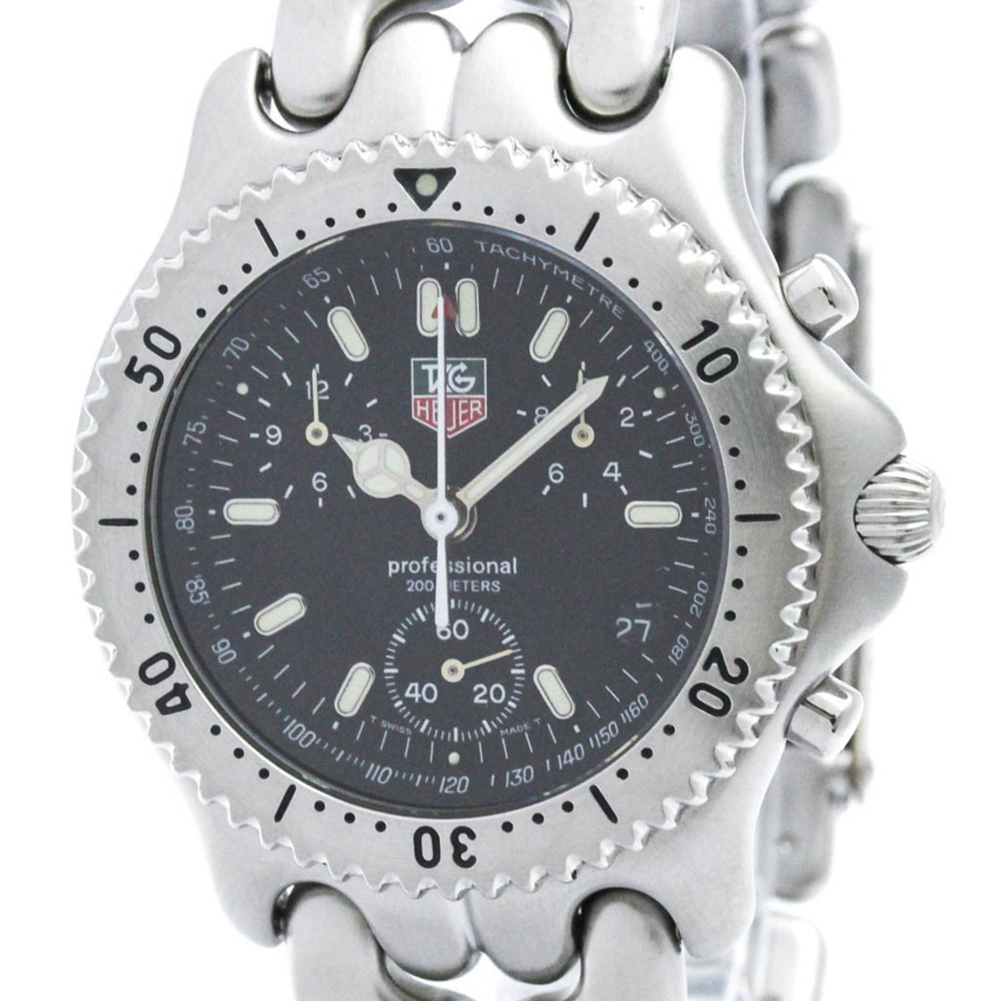 TAG HEUER Sel Chronograph 200M Steel Quartz Mens Watch CG1110 Polished