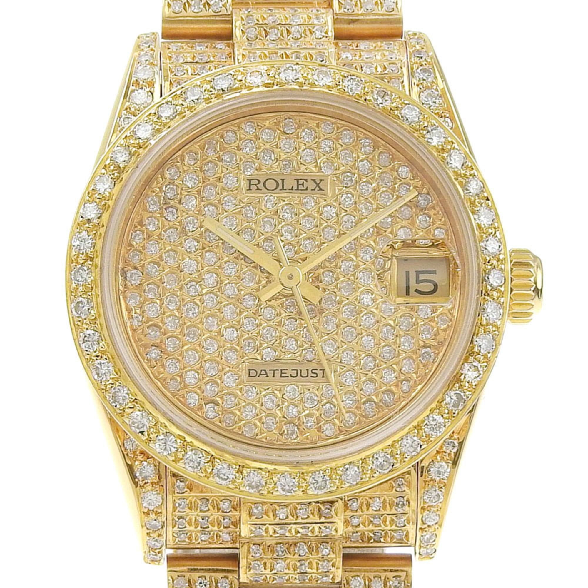 Like New Rolex Datejust 68278 L-serial, circa 1989-1990, Gold Dial, 18K Yellow Gold, Aftermarket Dia