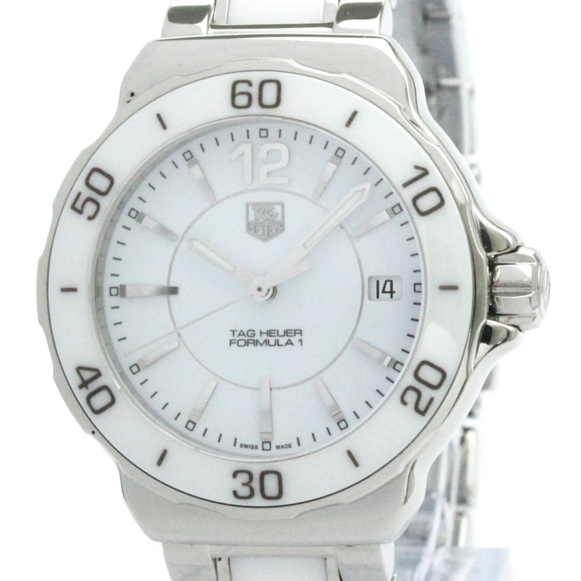 Polished TAG HEUER Formula 1 Ceramic Steel Quartz Ladies Watch WAH1211