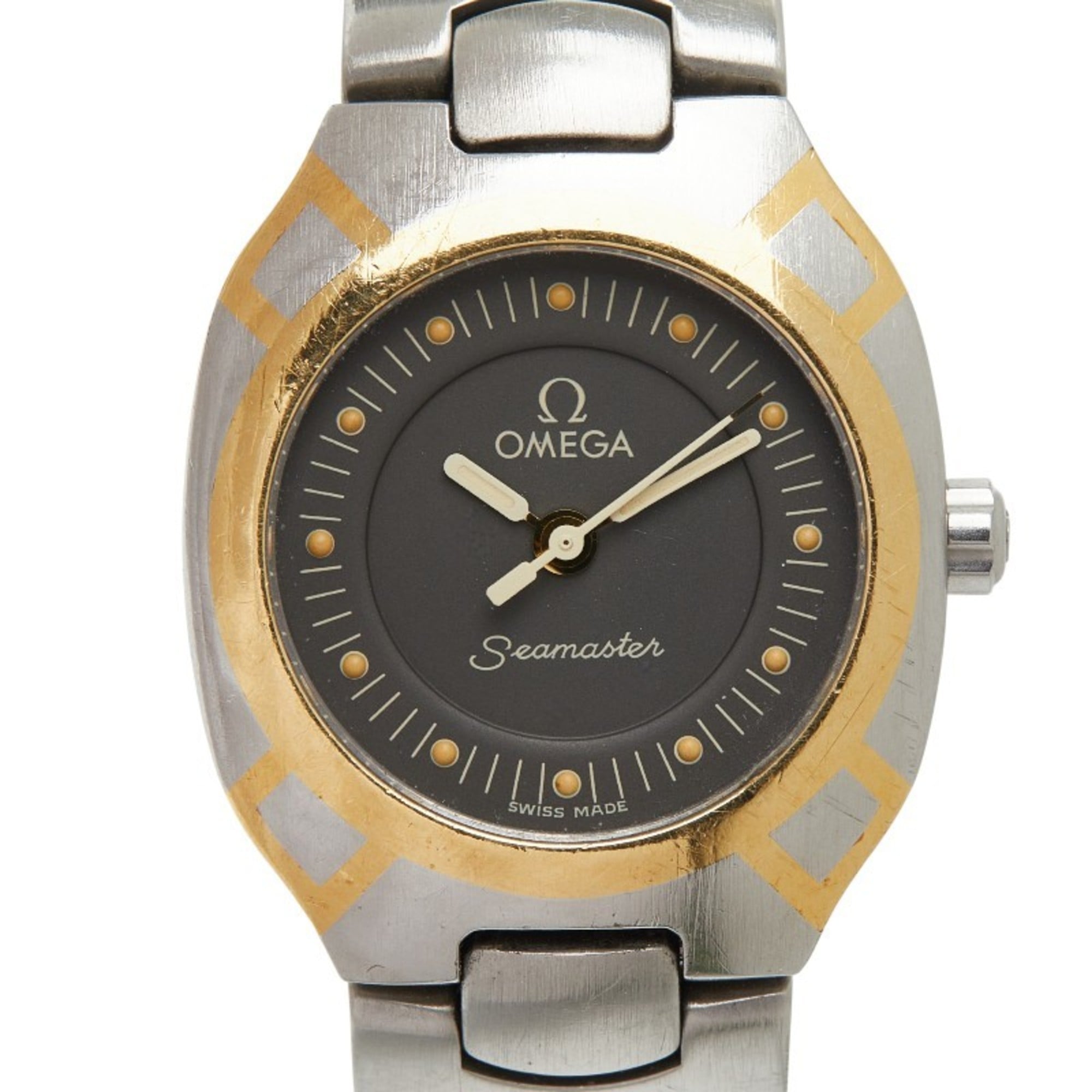 Omega Seamaster Polaris Quartz Watch, Gray Dial, Stainless Steel, Yellow Gold, Women\'s, OMEGA