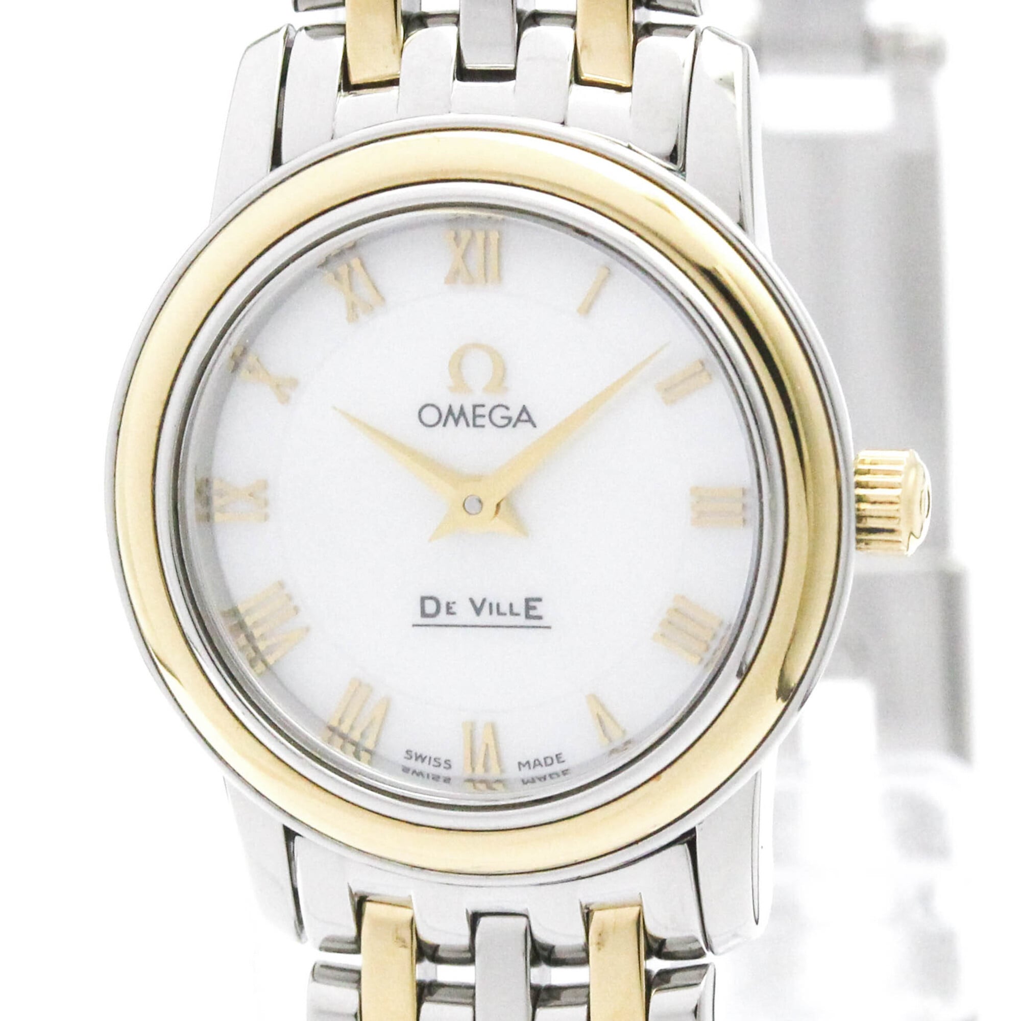 OMEGA De Ville Prestige MOP 18K Gold Steel Quartz Ladies Watch 424.20.24.60.05.001 Polished