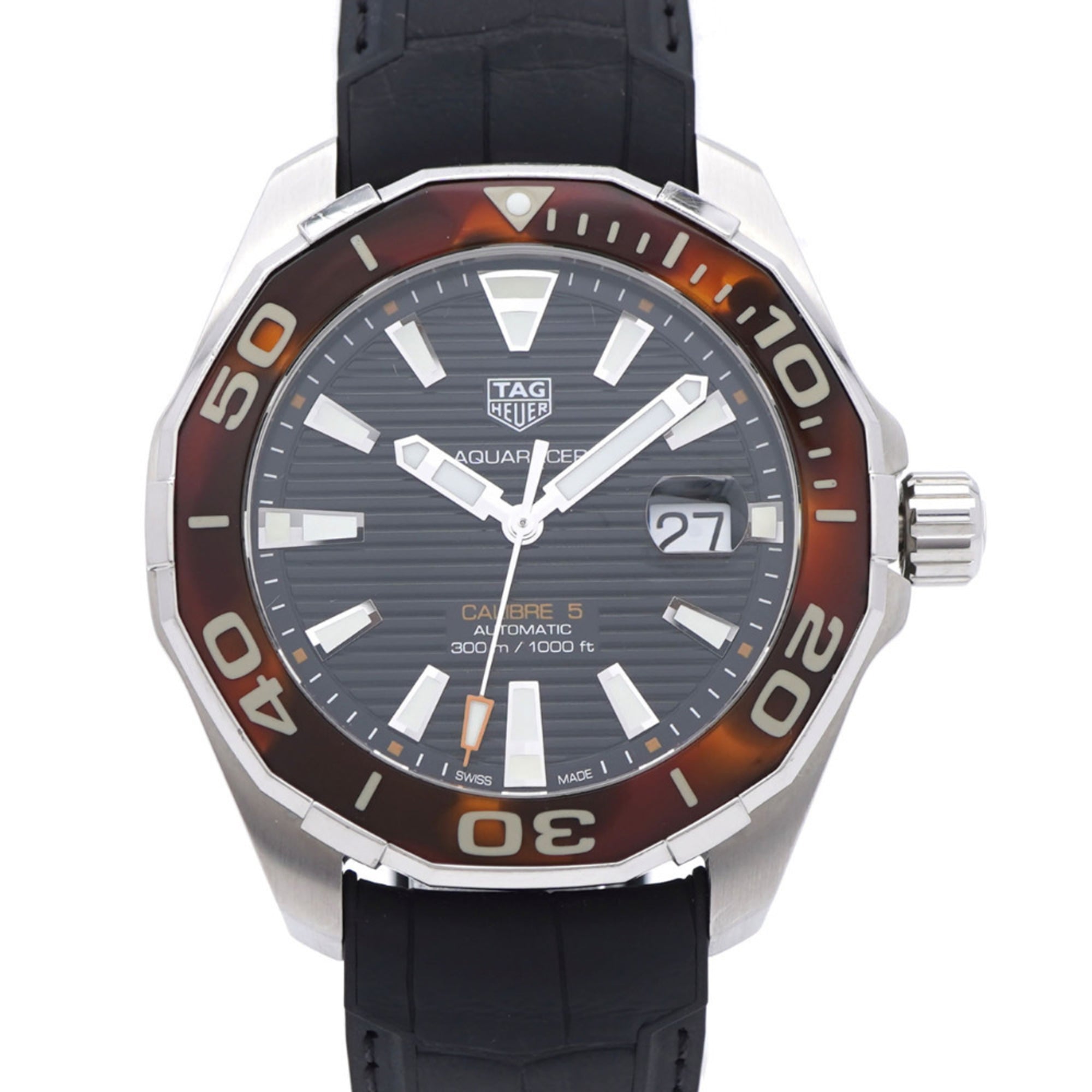 TAG Heuer Aquaracer WAY201N Automatic Watch, Stainless Steel/Rubber, Black Dial, 0223