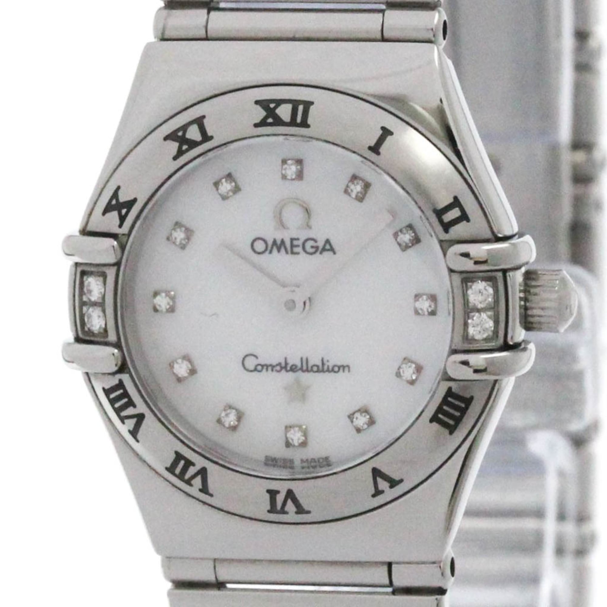 OMEGA Constellation Diamond MOP Dial Steel Quartz Ladies Watch 1566.76 Polished