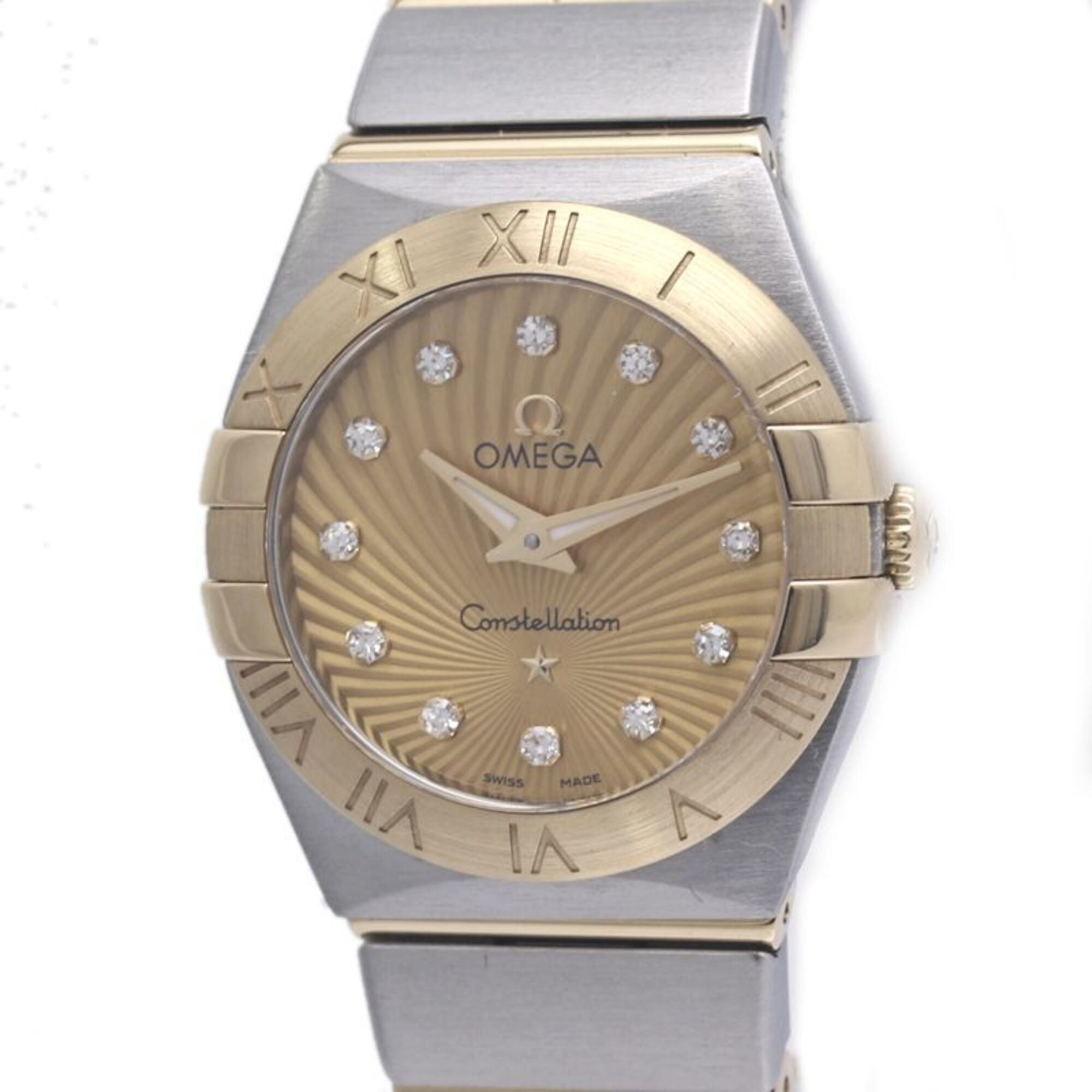 OMEGA Constellation Brushed 12-Diamond Watch 123.20.24.60.58.001 Women\'s K18YGxSS 40304