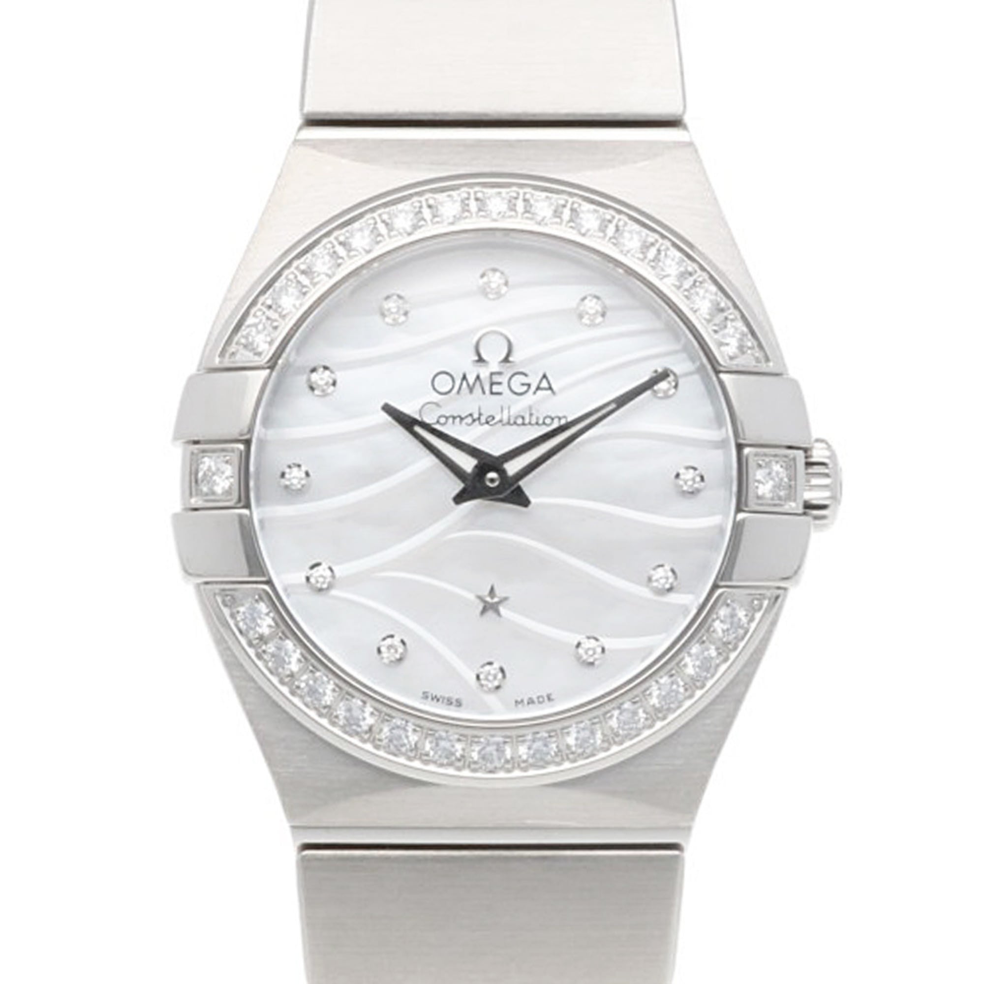 Omega Constellation watch, stainless steel, 12315246055006, quartz movement, women\'s, pre-owned, di