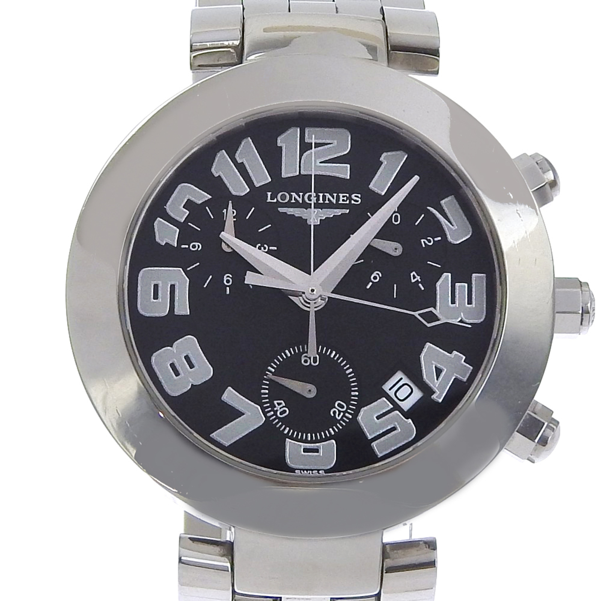 Longines DolceVita Men\'s Watch L5.677.4 Stainless Steel Silver Quartz Chronograph with Black Dial