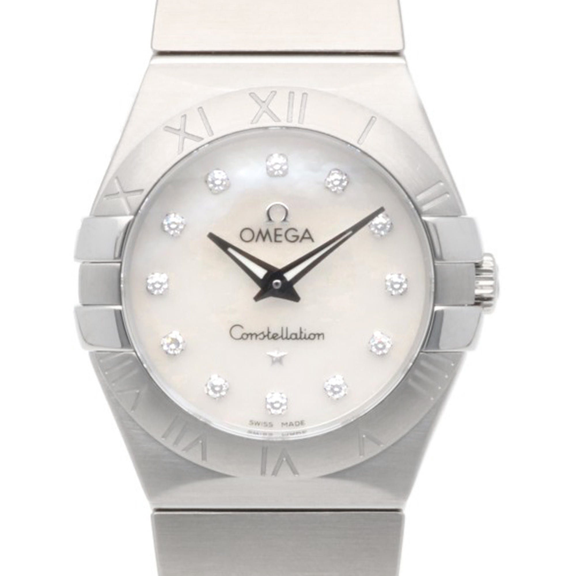 Omega Constellation Watch, Stainless Steel, Quartz, 12P Diamond, Mother-of-Pearl Dial, 1231027605500