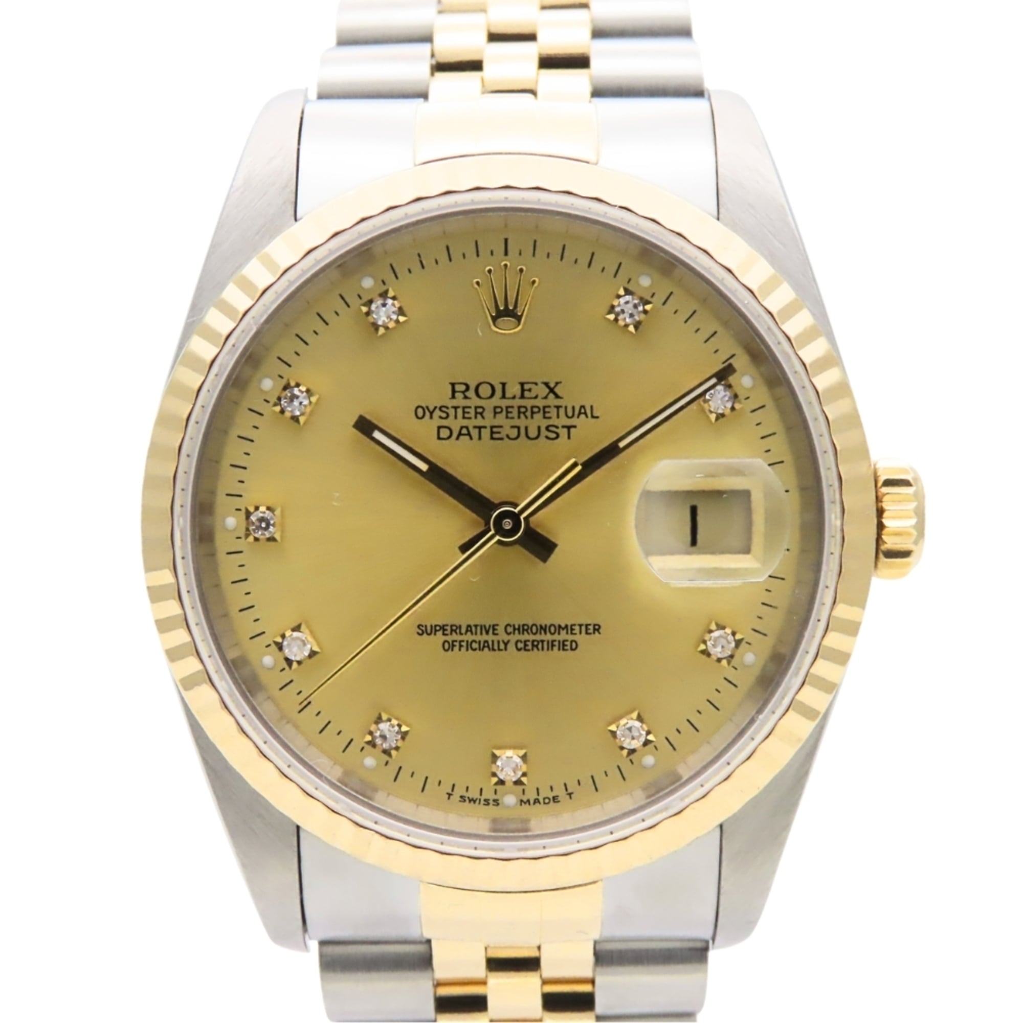 Rolex Datejust 16233G Stainless Steel 18K Yellow Gold Old Diamond 10PD E-serial Men\'s Watch ROLEX