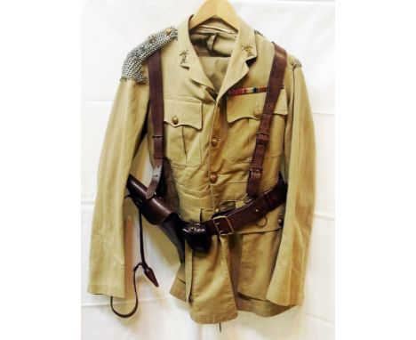 21st Lancers uniform belonging to Captain Simon Kekewich. Dress jacket, Mess jacket, waistcoat with Captain's boots. khaki un