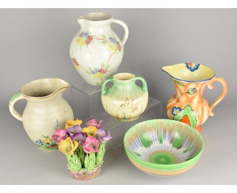 A Collection of Early/Mid 20th Century Ceramics to Comprise Shelley Drip Bowl, Crown Devon Relief Jug etc (Some Condition Iss