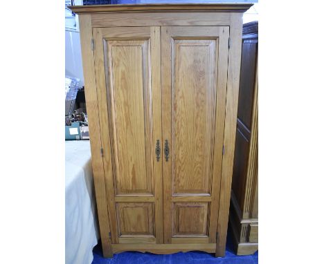A Modern Pine Fitted Double Wardrobe with Hanging Section and Inner Shelves, 110cm Wide