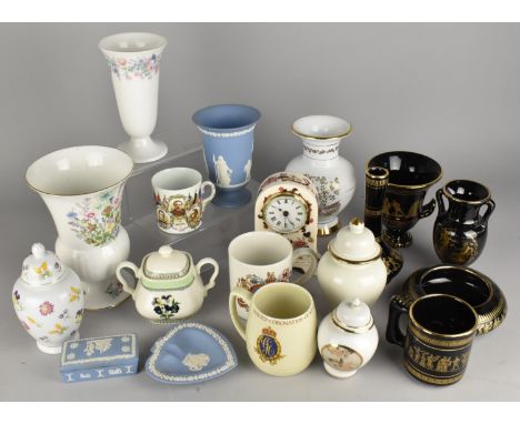 A Collection of Various Ceramics to Comprise Wedgwood Jasperware, Aynsley Wild Tudor Vase, Mason's Mandalay Clock etc
