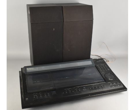 A Hitachi Stereo Cassette Receiver/Compact Disc Player MX-W50 and Pair of Speakers