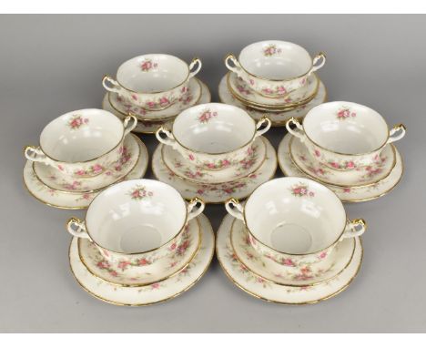 A Paragon Victoriana Rose Soup Set to Comprise Seven Soup Bowls, Eight Saucers and Eight Side Plates
