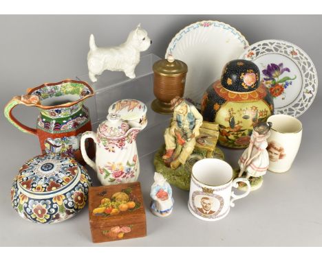 A Collection of Various Ceramics to Comprise Beswick West Highland Terrier, Masons Ironstone Jug, Ginger Jar, Minton Cake Pla