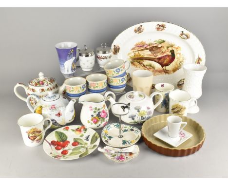 A Collection of Various Ceramics to Comprise Royal Worcester Egg Coddlers, Platter, Mugs, Teapots, Royal Crown Derby Derby Po