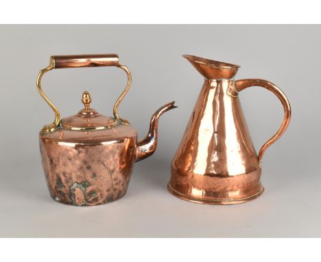 A Late 19th Century Copper Kettle and a Later Copper Ewer