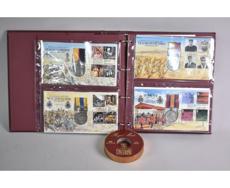 A Ring Binder Containing Six Reproduction First Day Cover Medal Sets Together with a Collection of Postcards, "The Aeroplanes