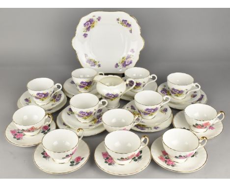 Two Aynsley Floral Decorated Tea Sets (Some Condition Issues)