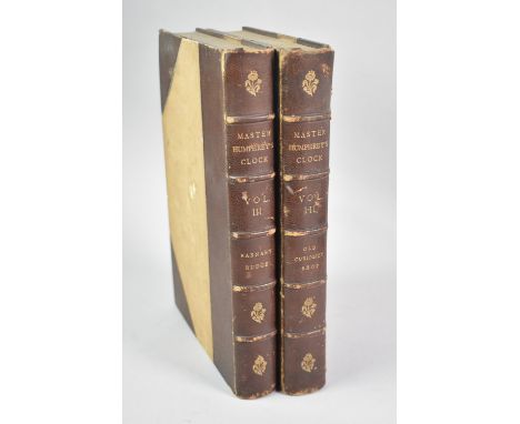 Two Bound Volumes by Charles Dickens, Master Humphrey's Clock, Barnaby Rudge and Old Curiosity Shop Published by Chapman and 
