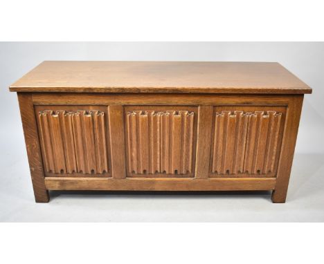 A Mid 20th Century Oak Linen Fold Lift Top Coffer Chest, 114cm Wide