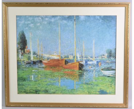 A Framed Claude Monet Print, Red Boats at Argenteuil, Subject 52x42cm