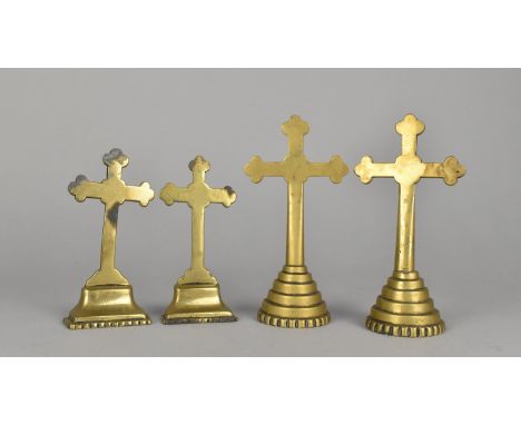 Two Pairs of Brass Crucifix, 15.5cm and 13cm High