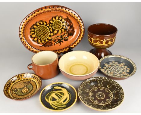 A Collection of Various Studio Pottery to Comprise Alsager Pottery Slipware Dish, Platter, Footed Bowl etc