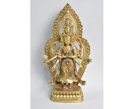A Large Tibetan Buddhist Bodhisattva, 28.5cm High
