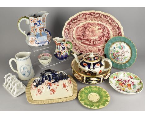 A Collection of Various 19th and 20th Century Ceramics to Comprise Ironstone Imari Jugs with Dragon Stylised Handles, Imari C