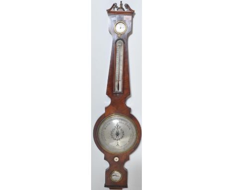 An 18th century George III&nbsp;String inlaid mahogany cased mercury wheel barometer by B. Geronimo of Bristol. The barometer