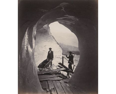 Grindelwald Glacier -- Photographer: Charnaux frères (attributed to). Grotte de Grindelwald. 1860s. Gold-toned albumen print.