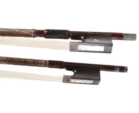 Two Violin Bows Attributed to the Dodd Family:Both with mother-of-pearl inlay, one with incised signature DODD, length 74cm, 