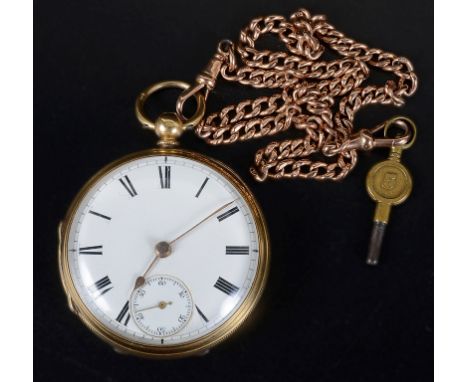 An A. H. Drinkwater 18ct gold pocketwatch, circa 1880, with 9ct albert chain