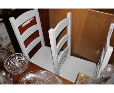 A set of six grey painted ladder back chairs 