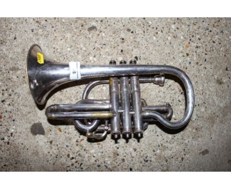 A W Brown and Son silver plated bugle