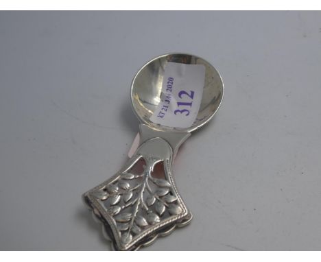 Silver tree of life caddy spoon, HG Murphy, with Falcon mark London 1929 0.97ozt 