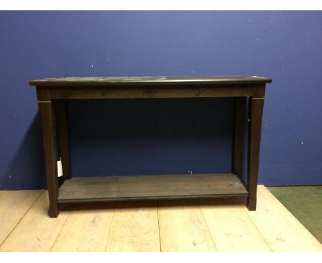 Modern slim side table with undershelf 120 x 36 &amp; small metal standard lamp 