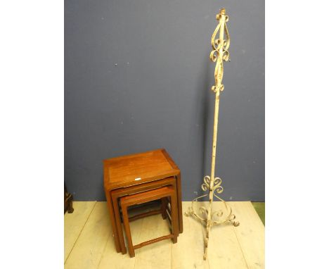 Nest of 3 tables &amp; a coat stand 