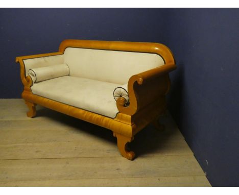 C196th style Biedemier sofa upholstered in cream coloured suede 